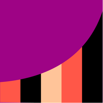 Abstraktes Design mit beigen Rechtecken, schwarzen Linien und einem roten Dreieck auf lila Hintergrund.