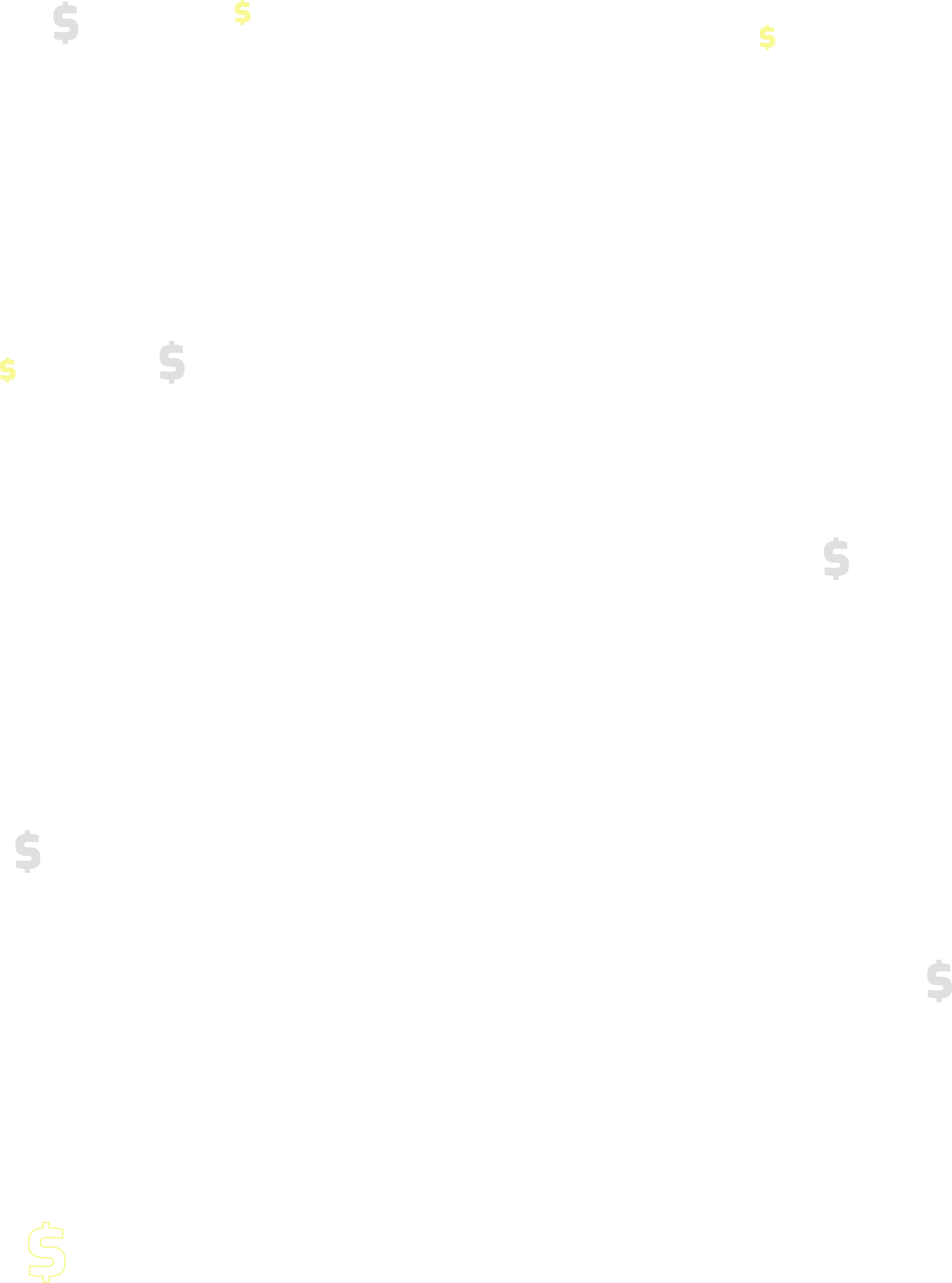 Minimalist black background with scattered white and yellow dollar signs.