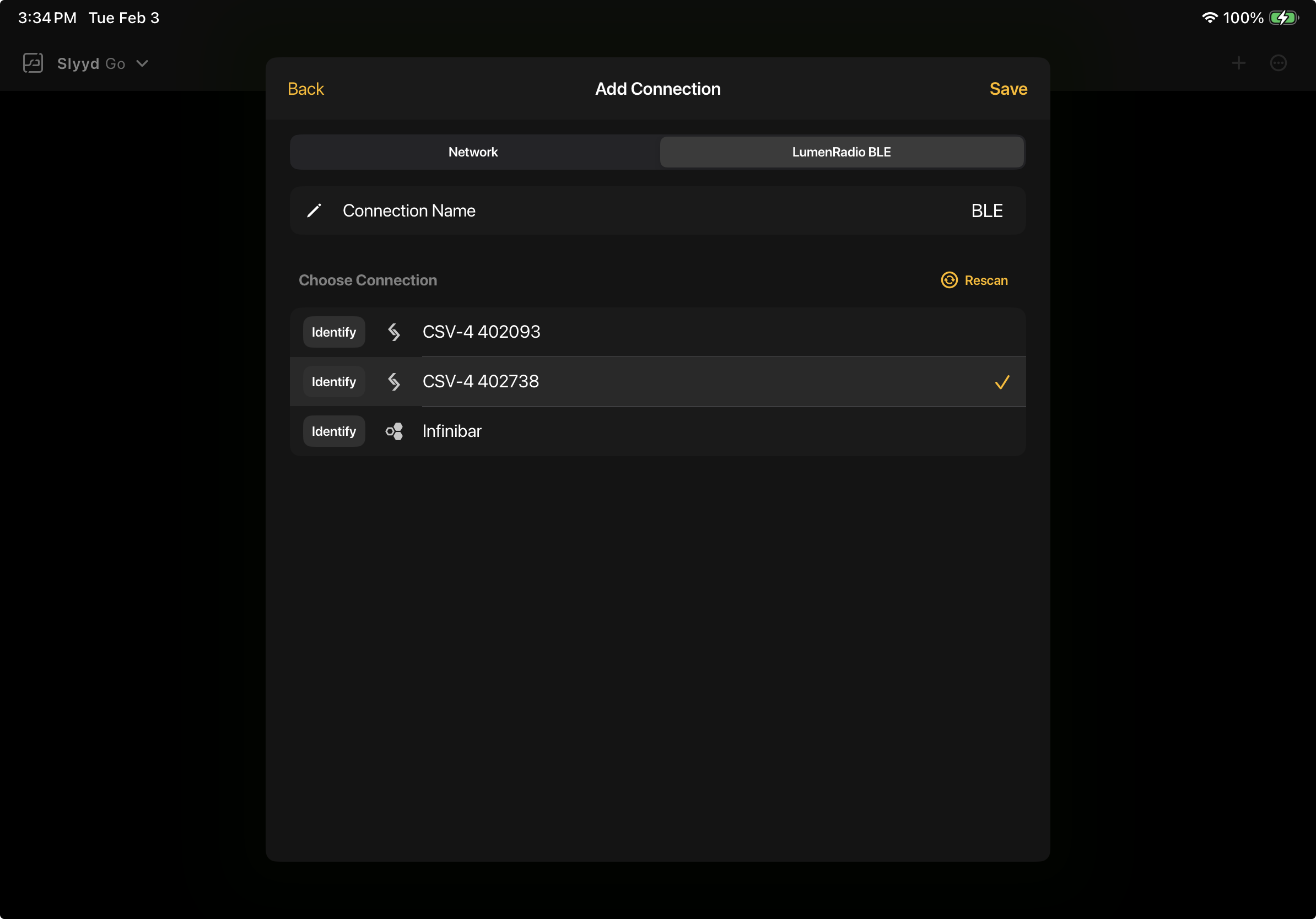 add connection screen