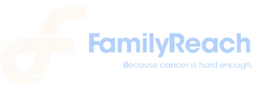 Family Reach logo with an abstract 'f' symbol and the tagline 'Because cancer has enough challenges.'