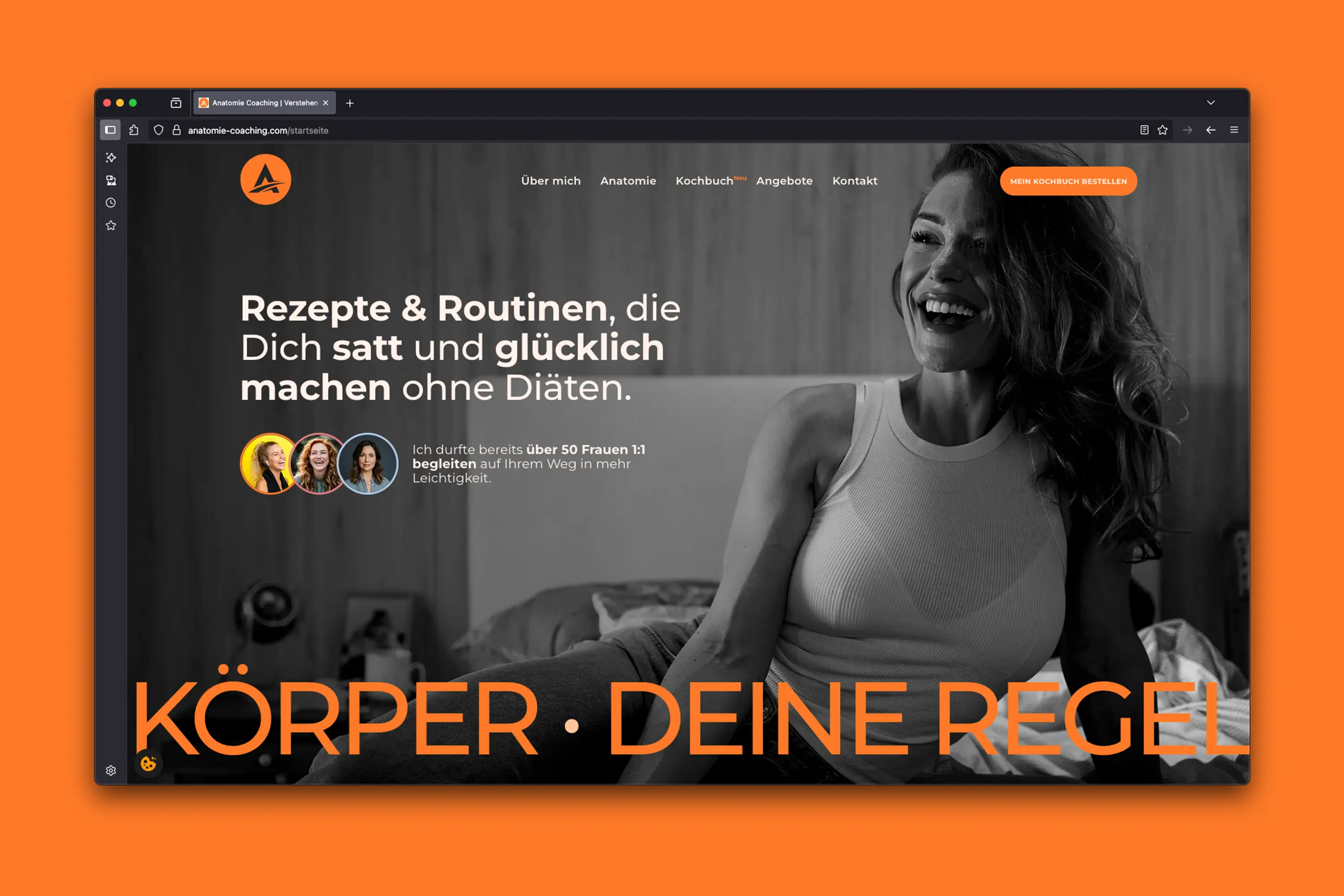 Webflow-Website für Anatomie Coaching von Anna Hahn, gestaltet von Kim Weber | dieKreativtuner – modernes Webdesign mit Fokus auf Klarheit, Struktur und Markenwirkung.