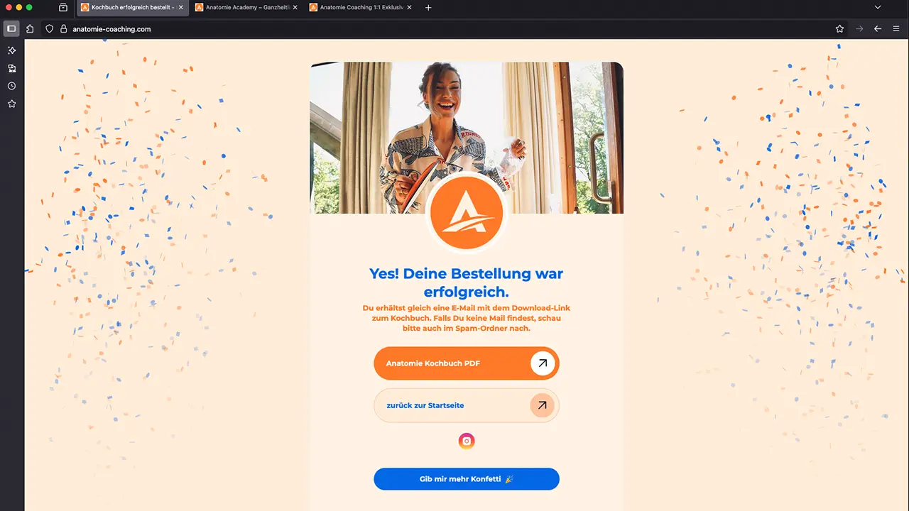Webflow-Website für Anatomie Coaching von Anna Hahn, gestaltet von Kim Weber | dieKreativtuner – modernes Webdesign mit Fokus auf Klarheit, Struktur und Markenwirkung.