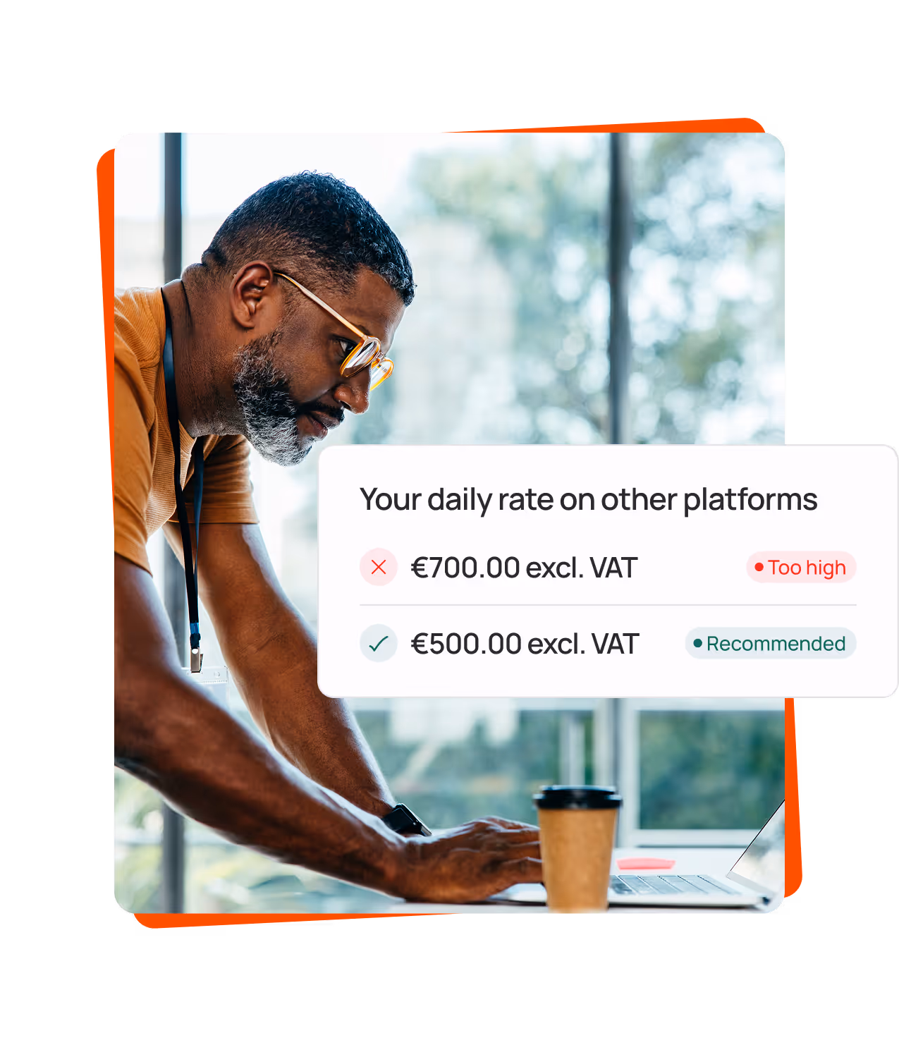 A freelancer checking their day rate (TJM) on a traditional platform, not zoulloo