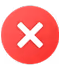 White cancel or close symbol inside a red circular background.