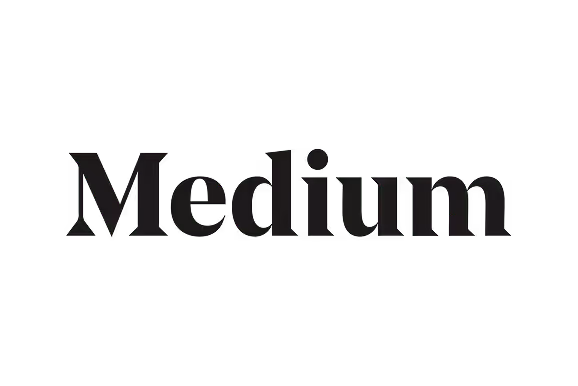The word 'Medium' in black serif font on a transparent background.