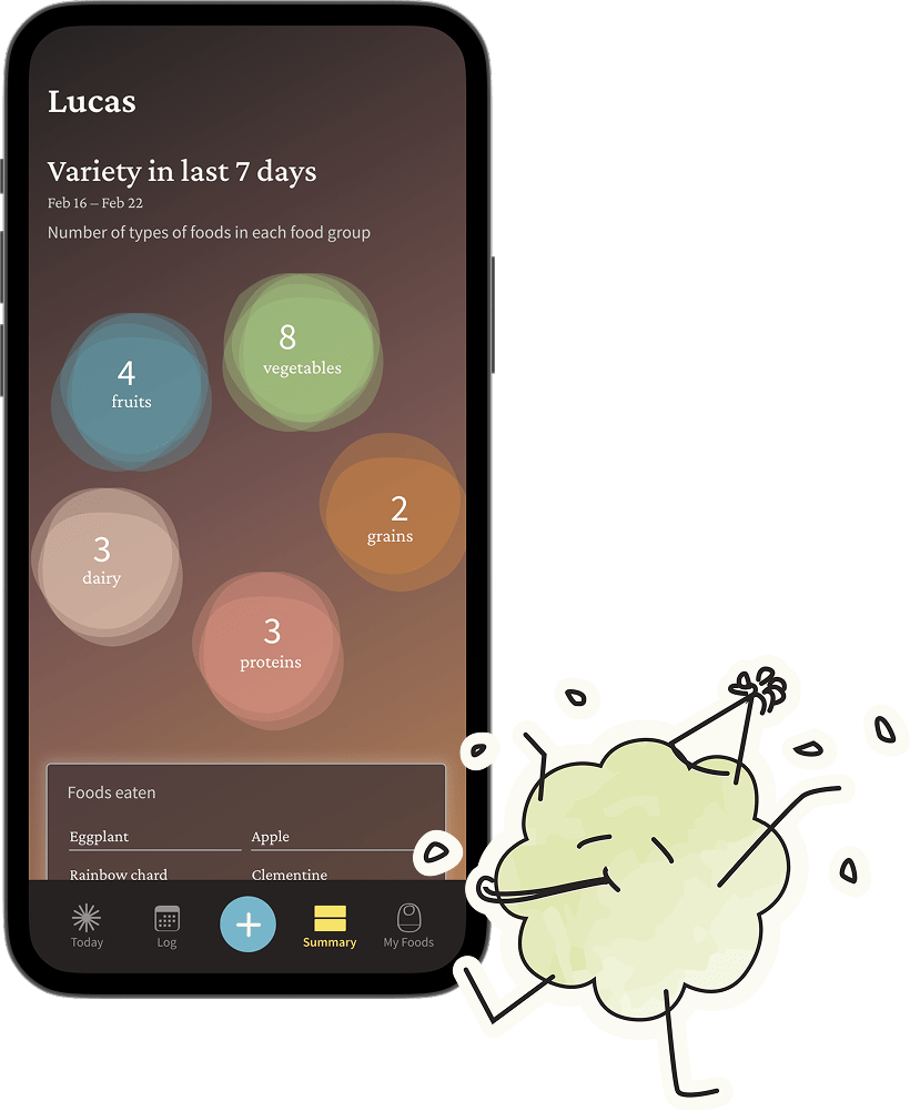 image of variety tracking functionality in the First Bites app