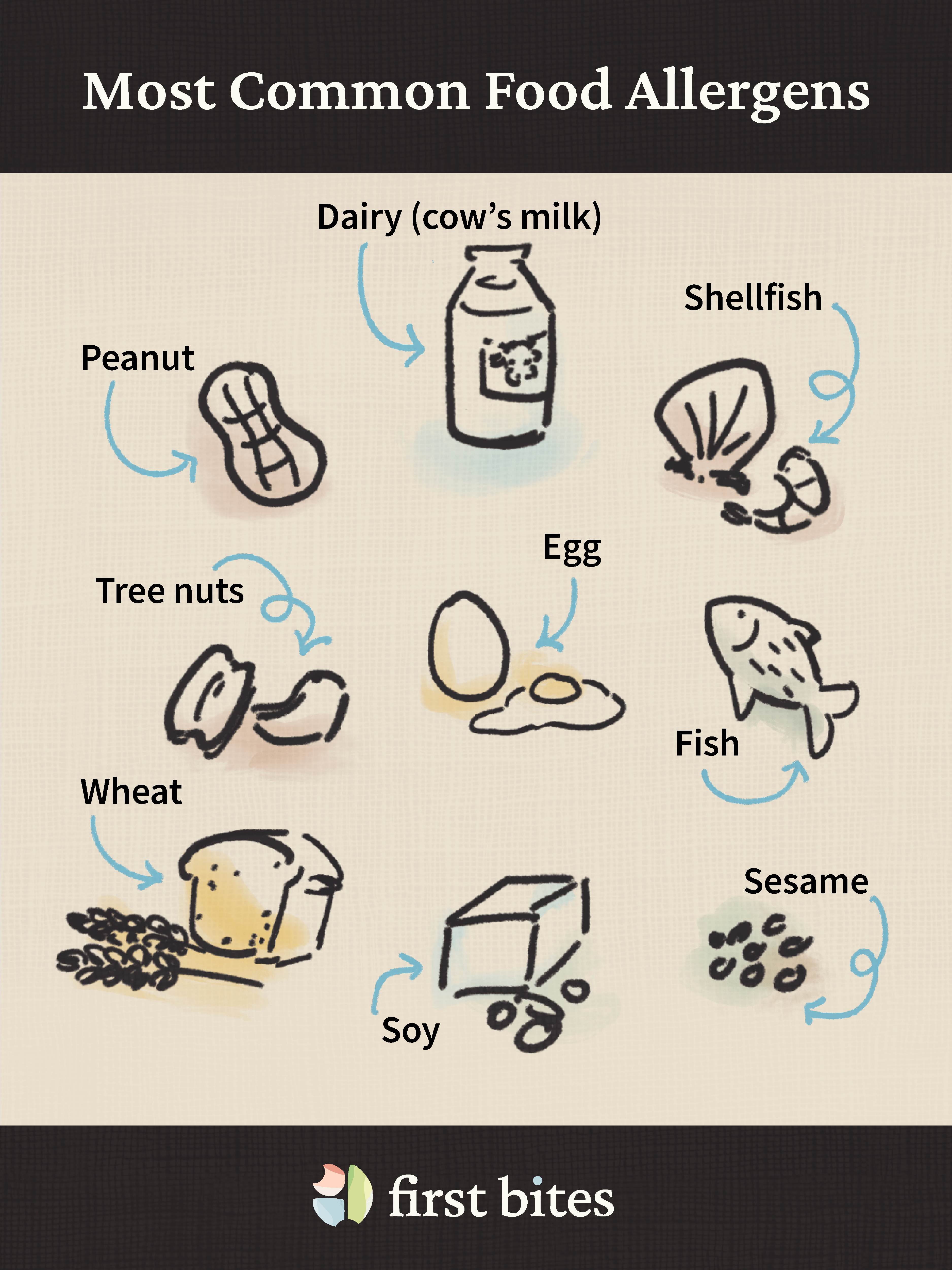 image of the top 9 most common allergens