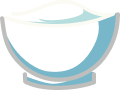 Pale blue icon depicting a full bowl