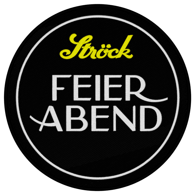 Gesticktes Ströck Feierabend Logo