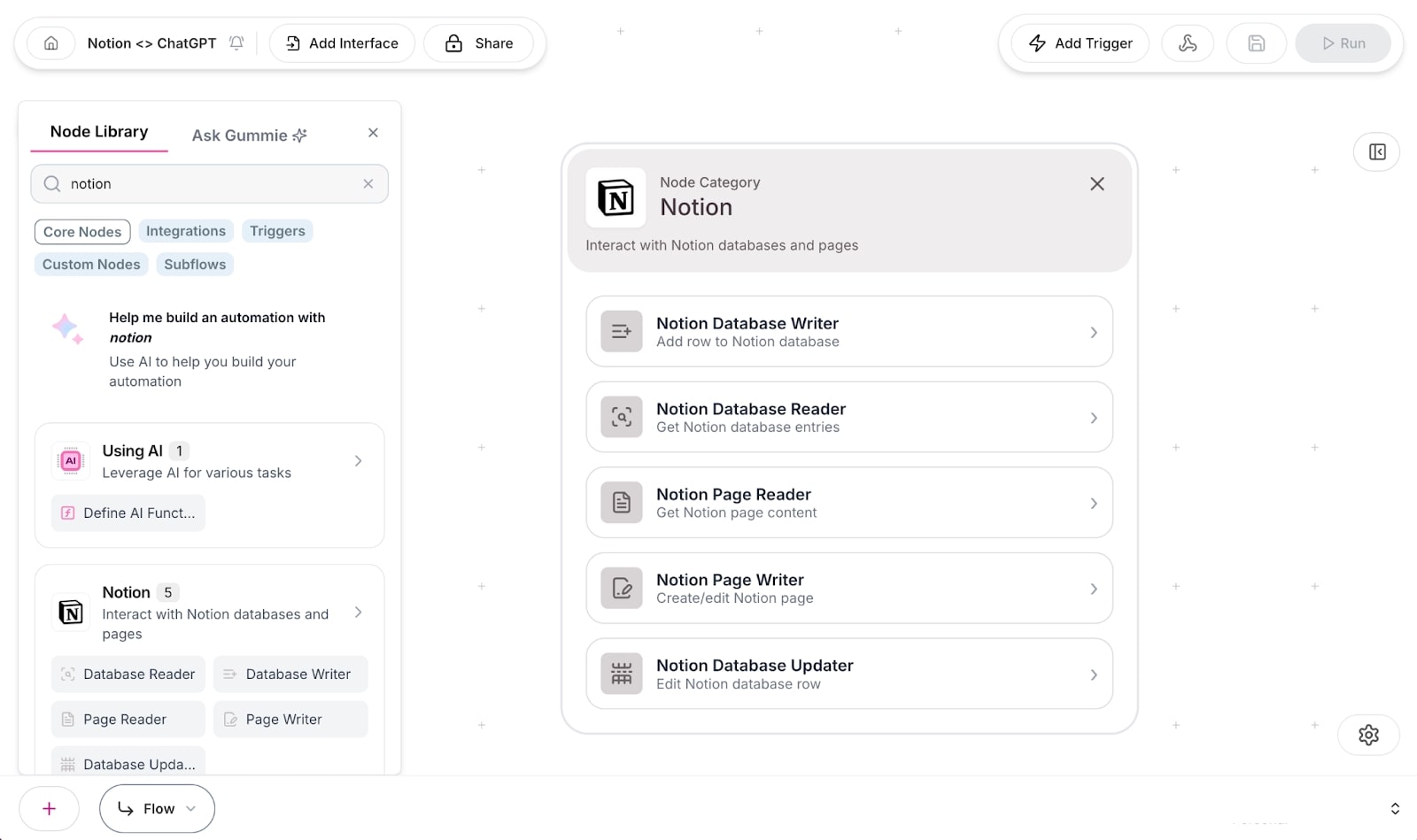 Notion node in Gumloop