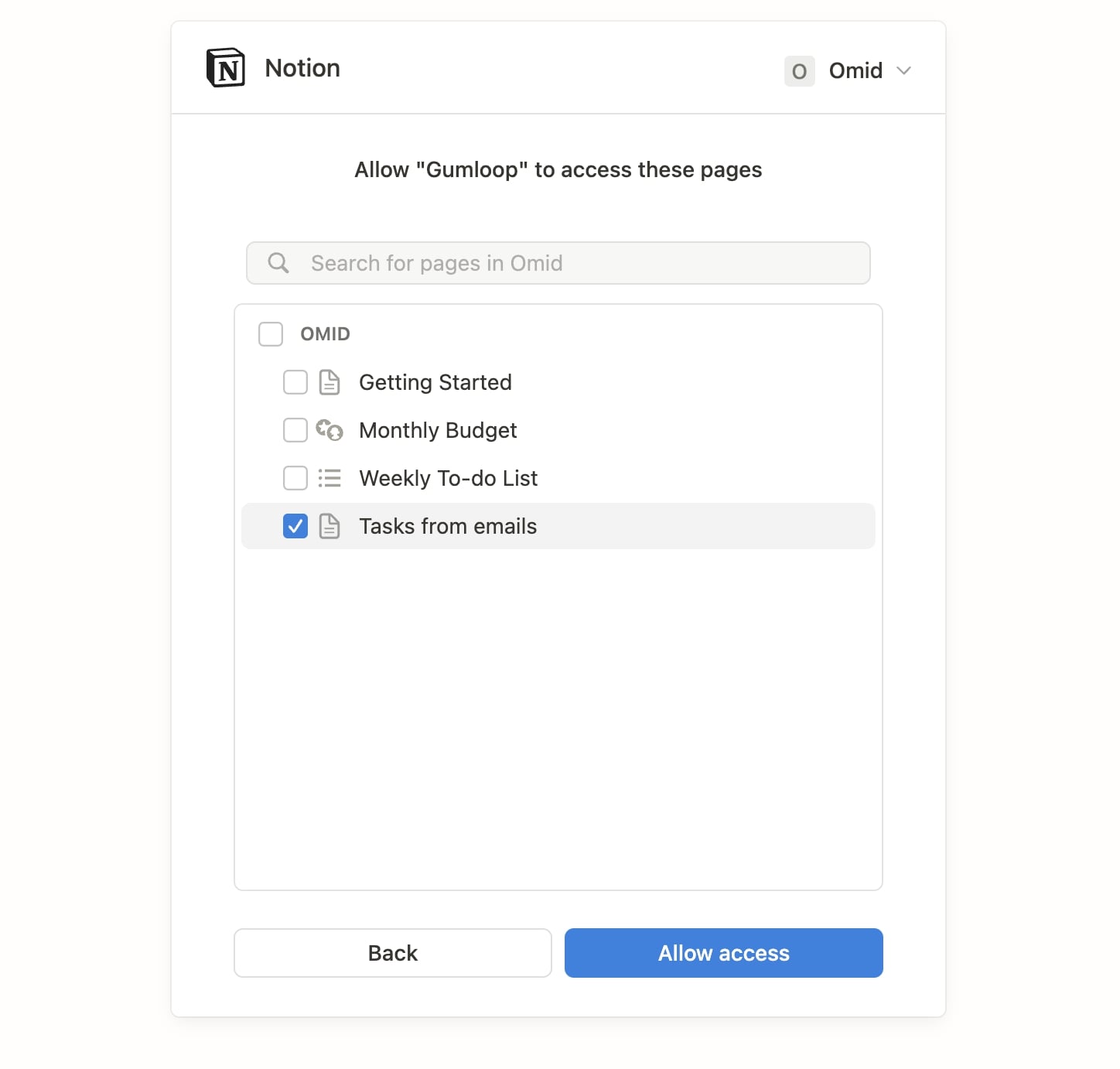 Connecting Notion account in Gumloop