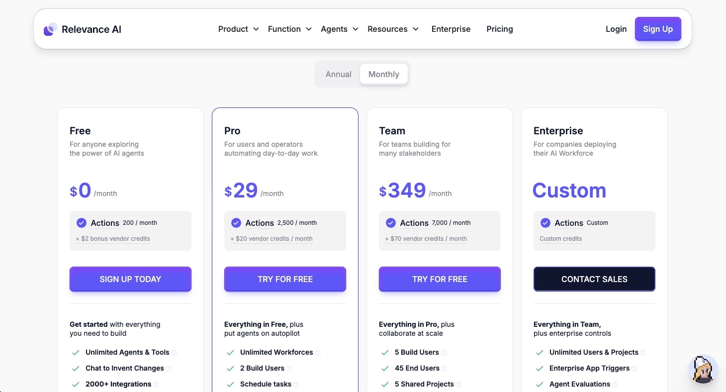 Relevance AI pricing