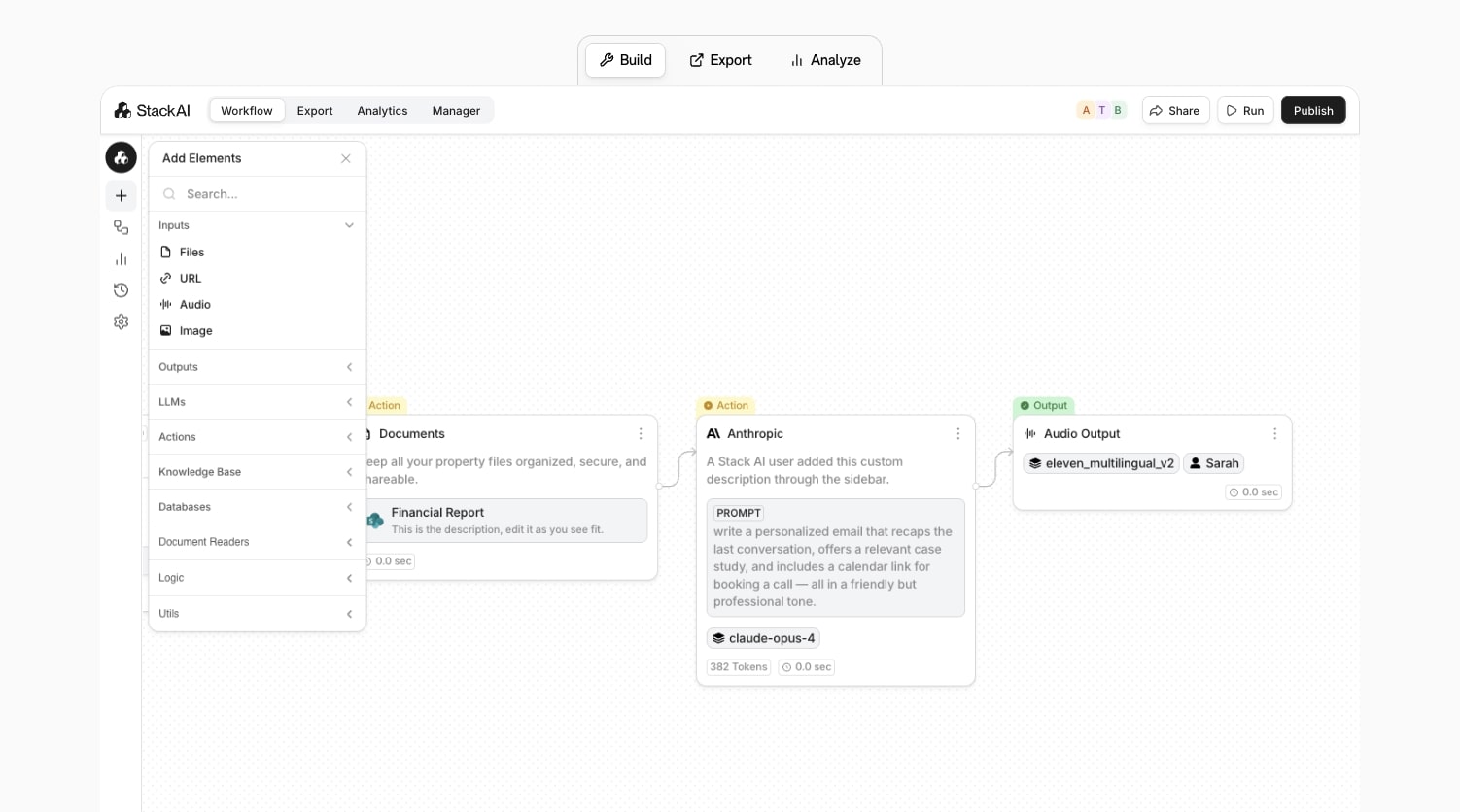 Stack AI workflow builder