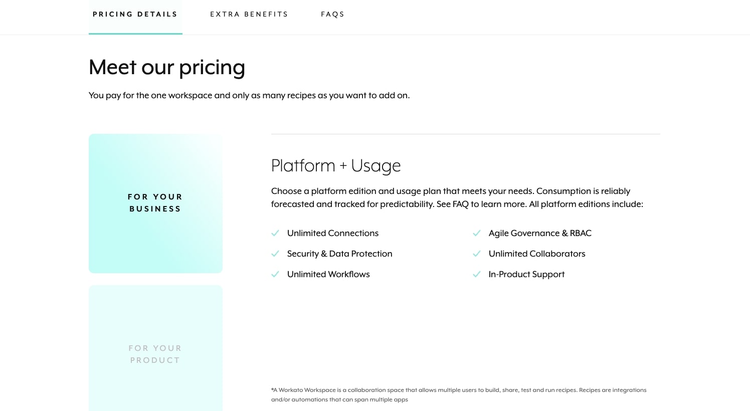 Workato pricing plans