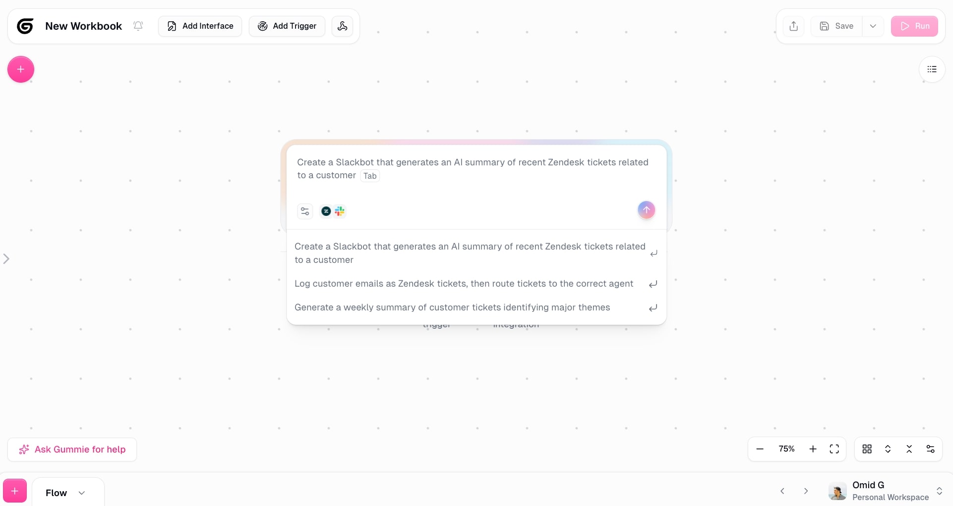 The Gumloop chatbot interface
