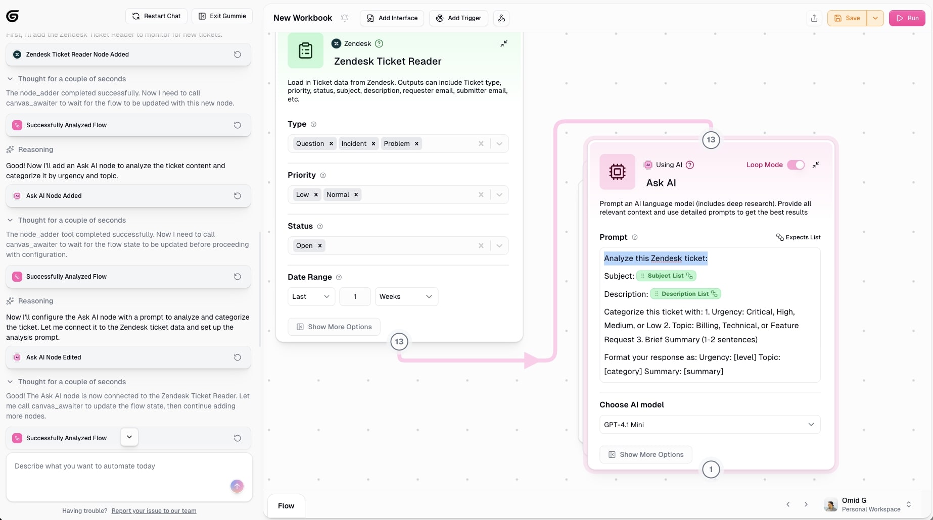 Support ticket triage automation