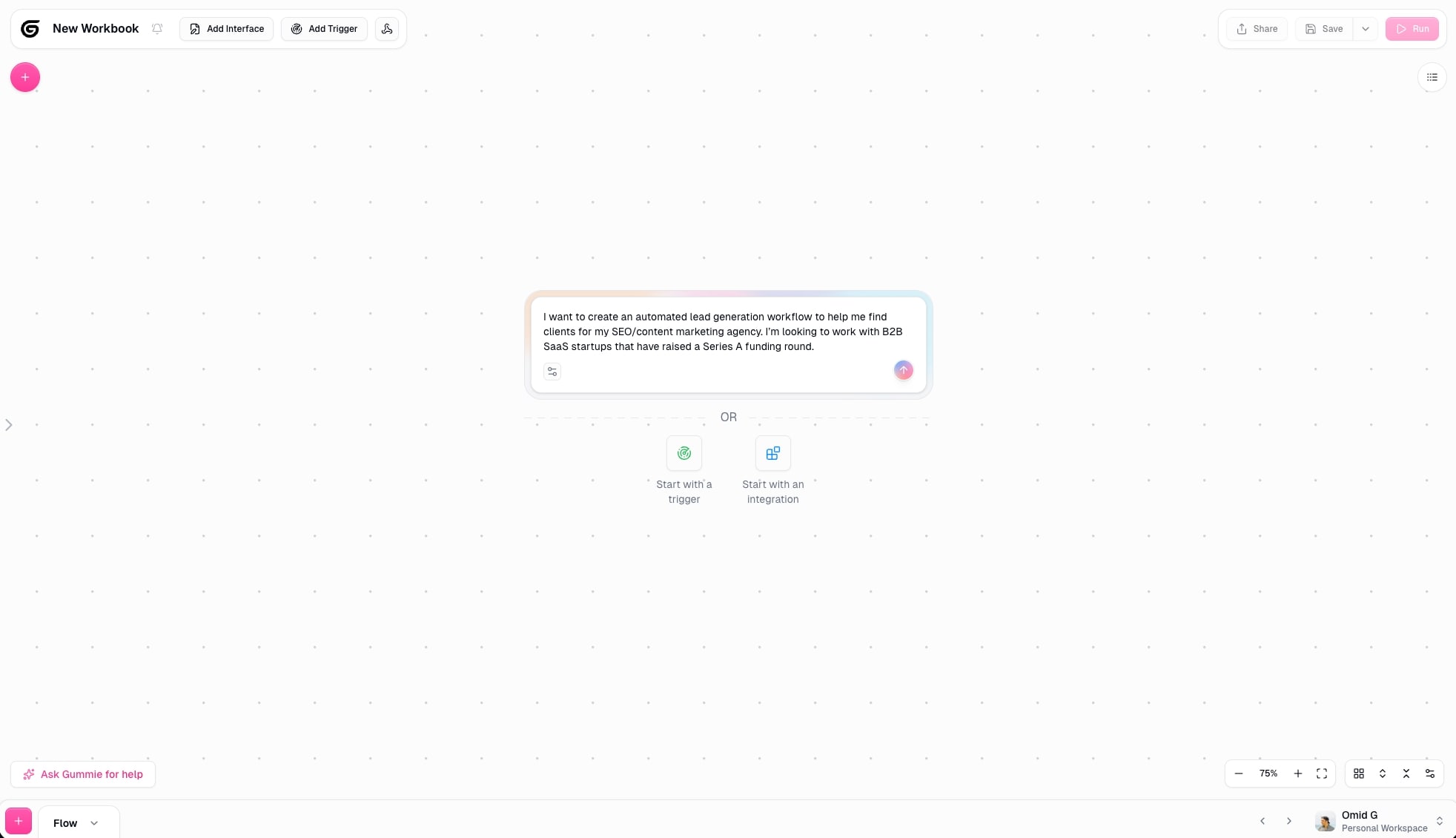 Gumloop chat interface