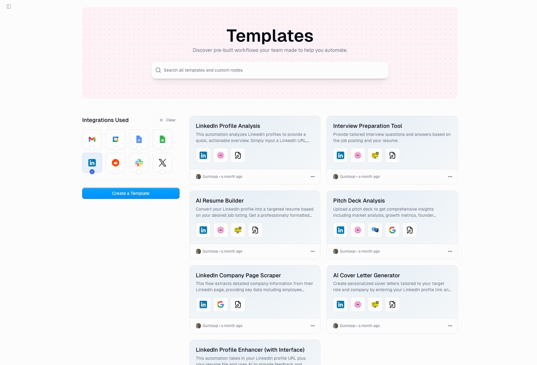 Gumloop LinkedIn templates