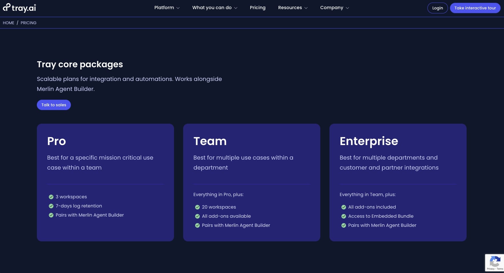 Tray.ai pricing plans