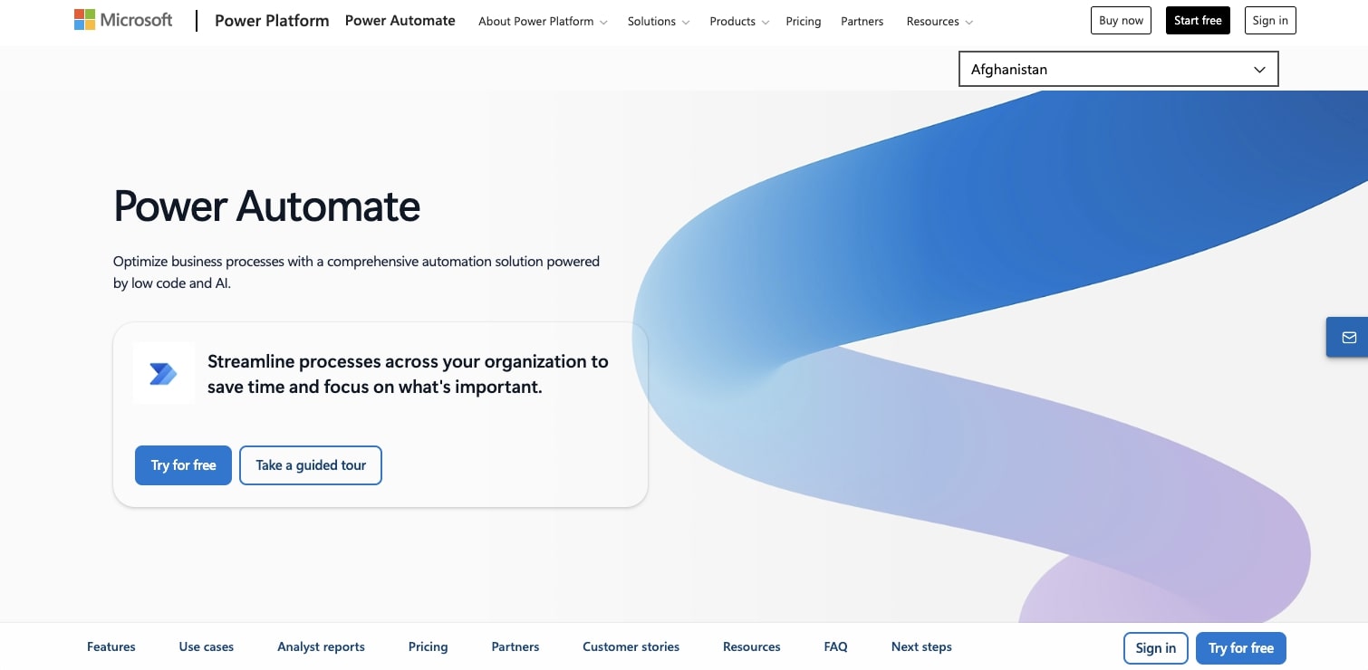 Microsoft Power Automate platform