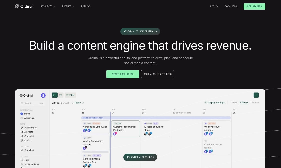 Ordinal social media management tool