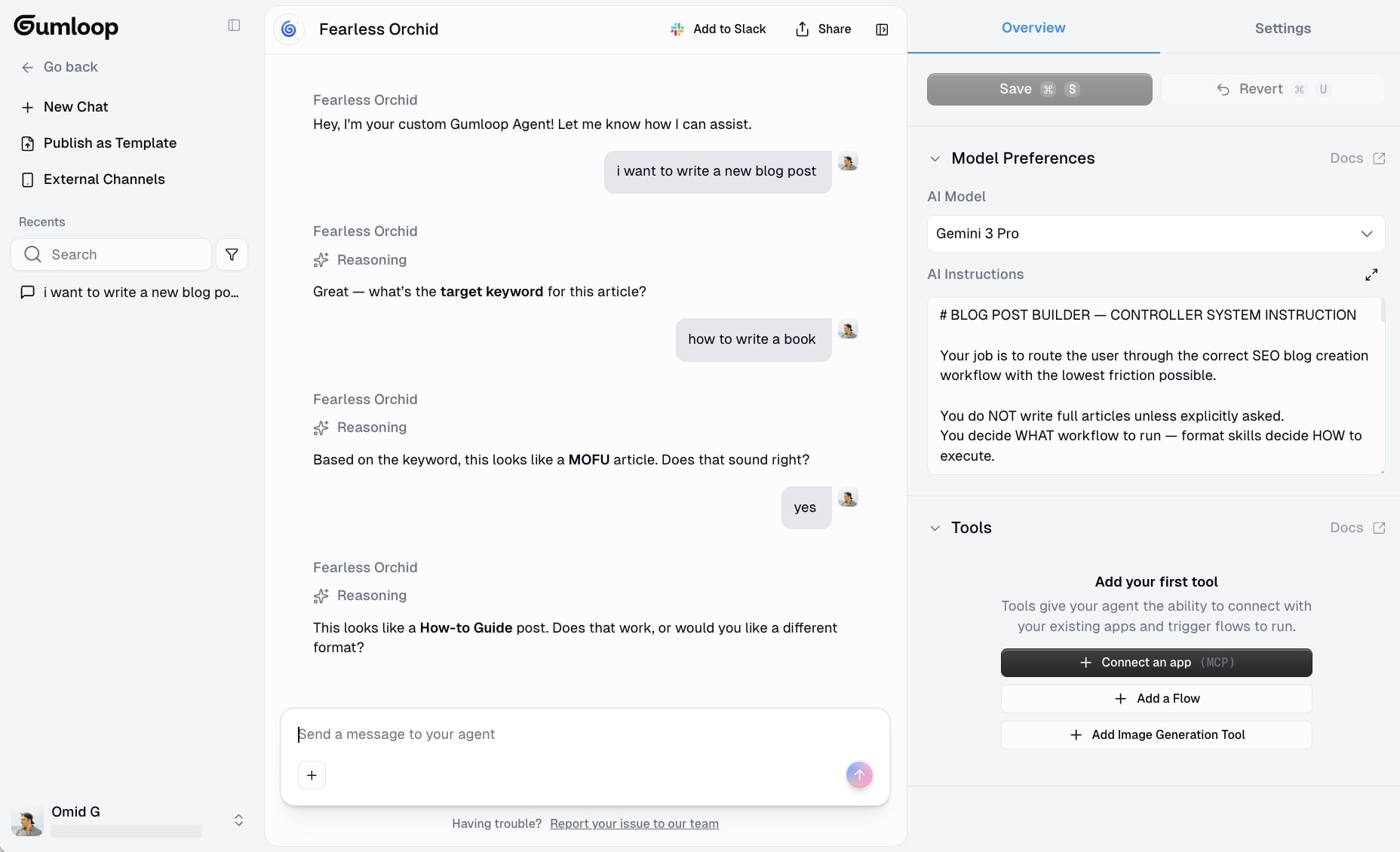 Blog post builder agent