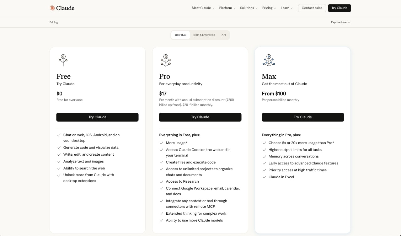 Claude pricing plans
