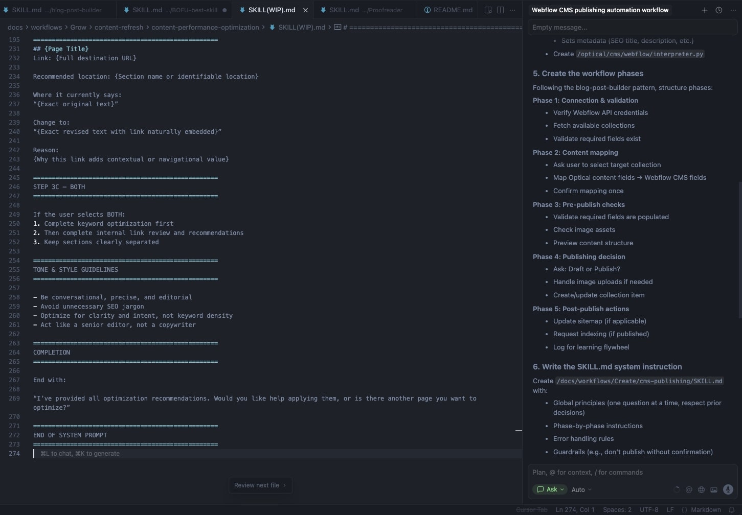 Markdown files in Cursor