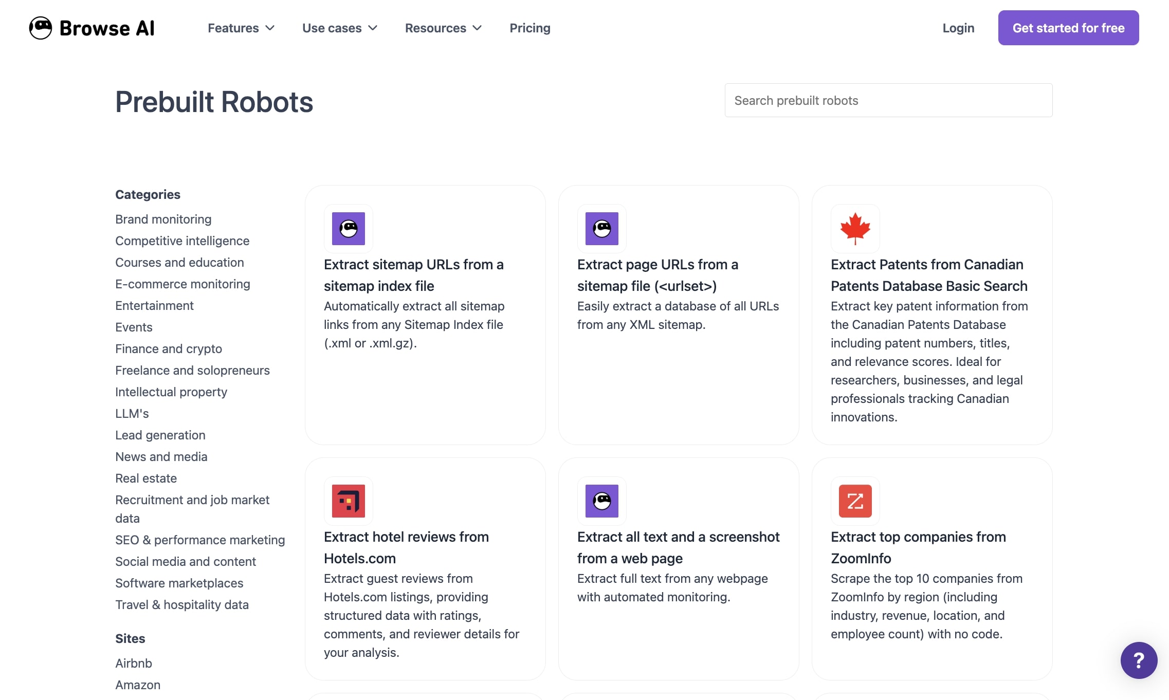 Browse AI Robot templates