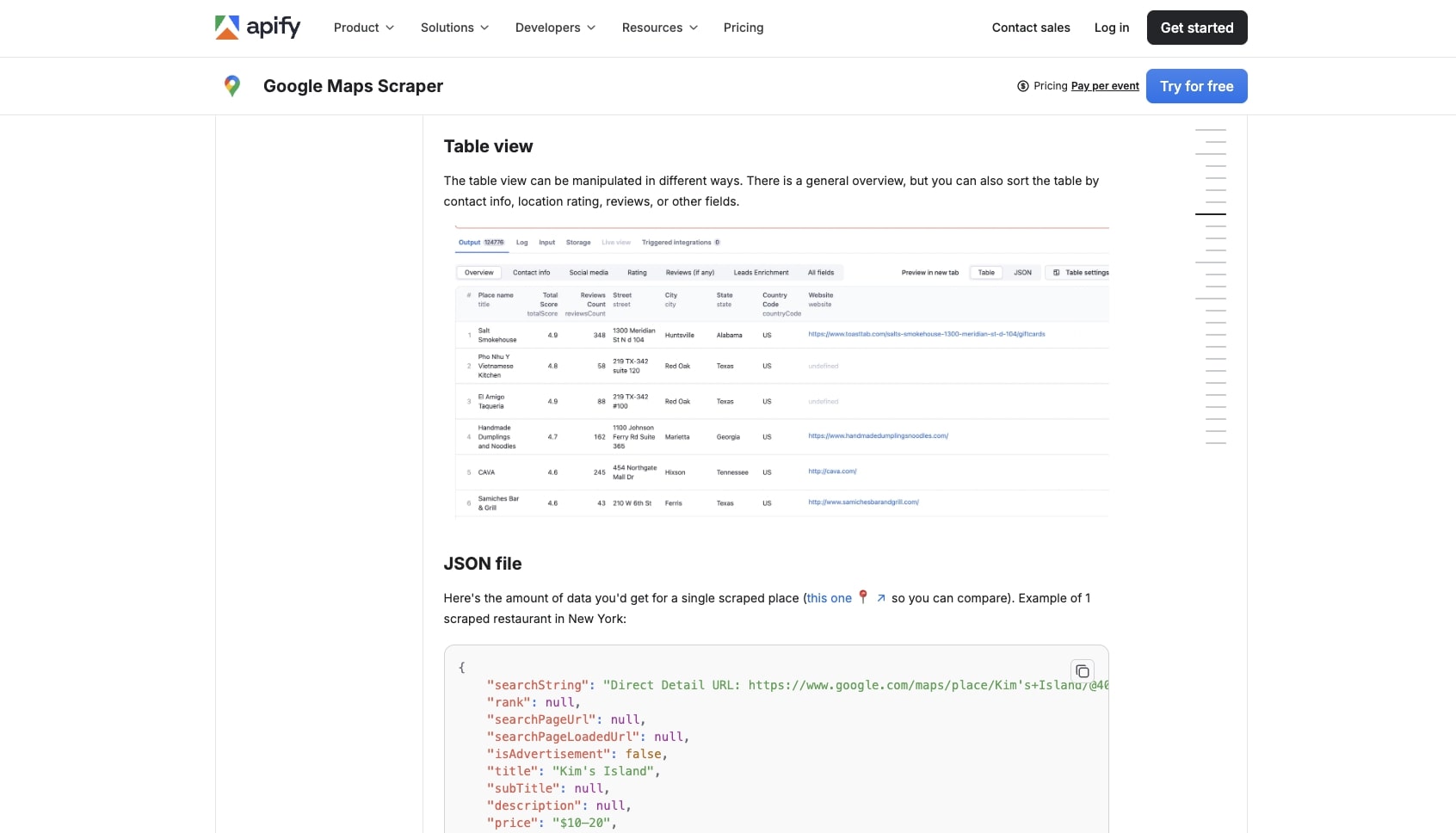 Apify's Google Maps scraper tool setup