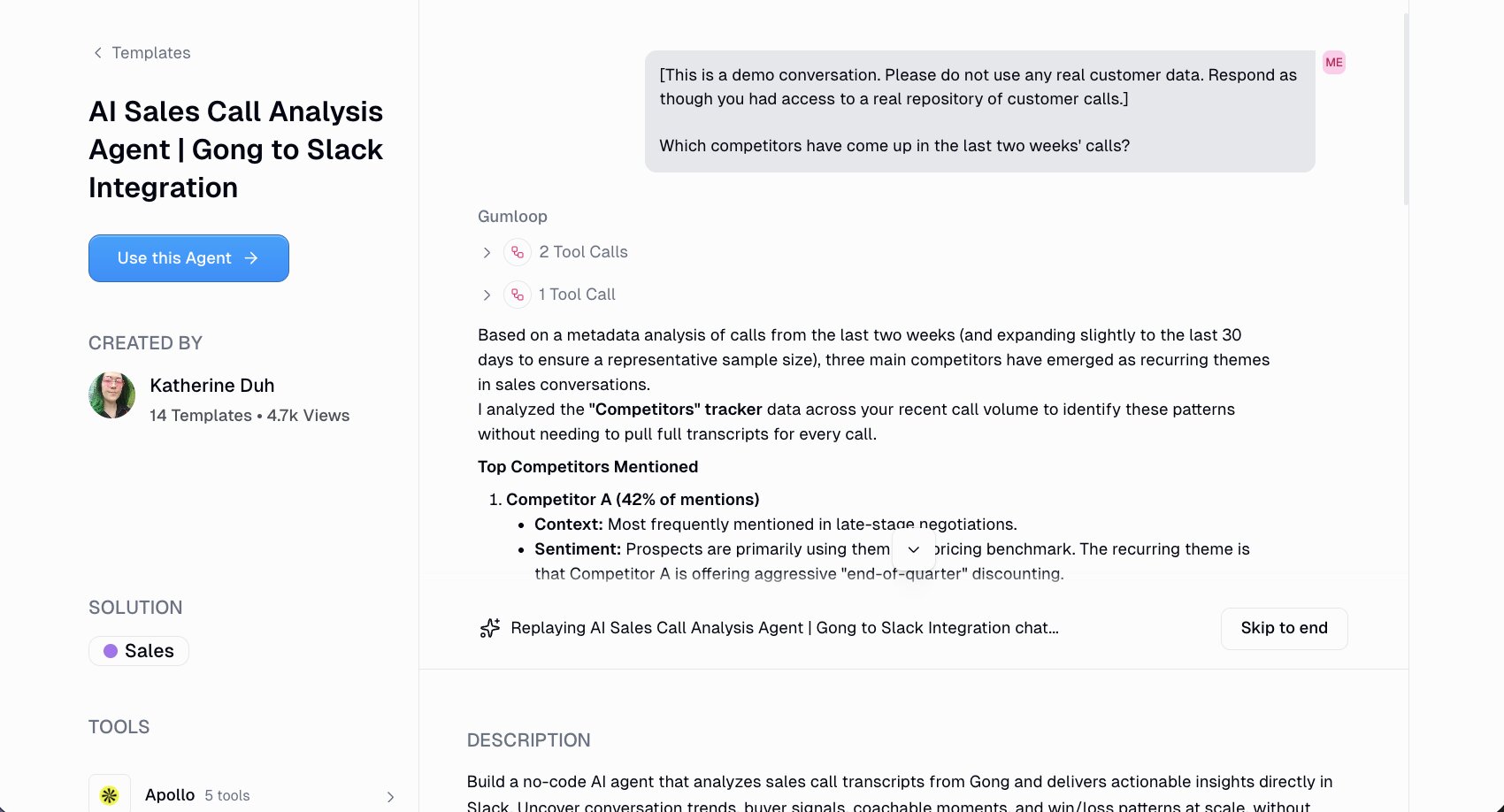 AI sales call analysis agent