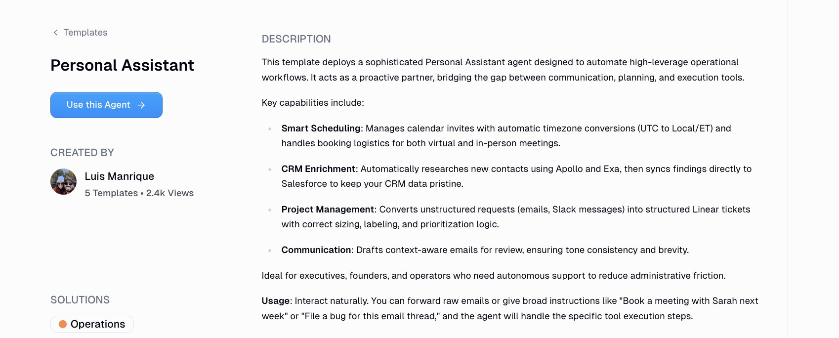 AI personal assistant agent
