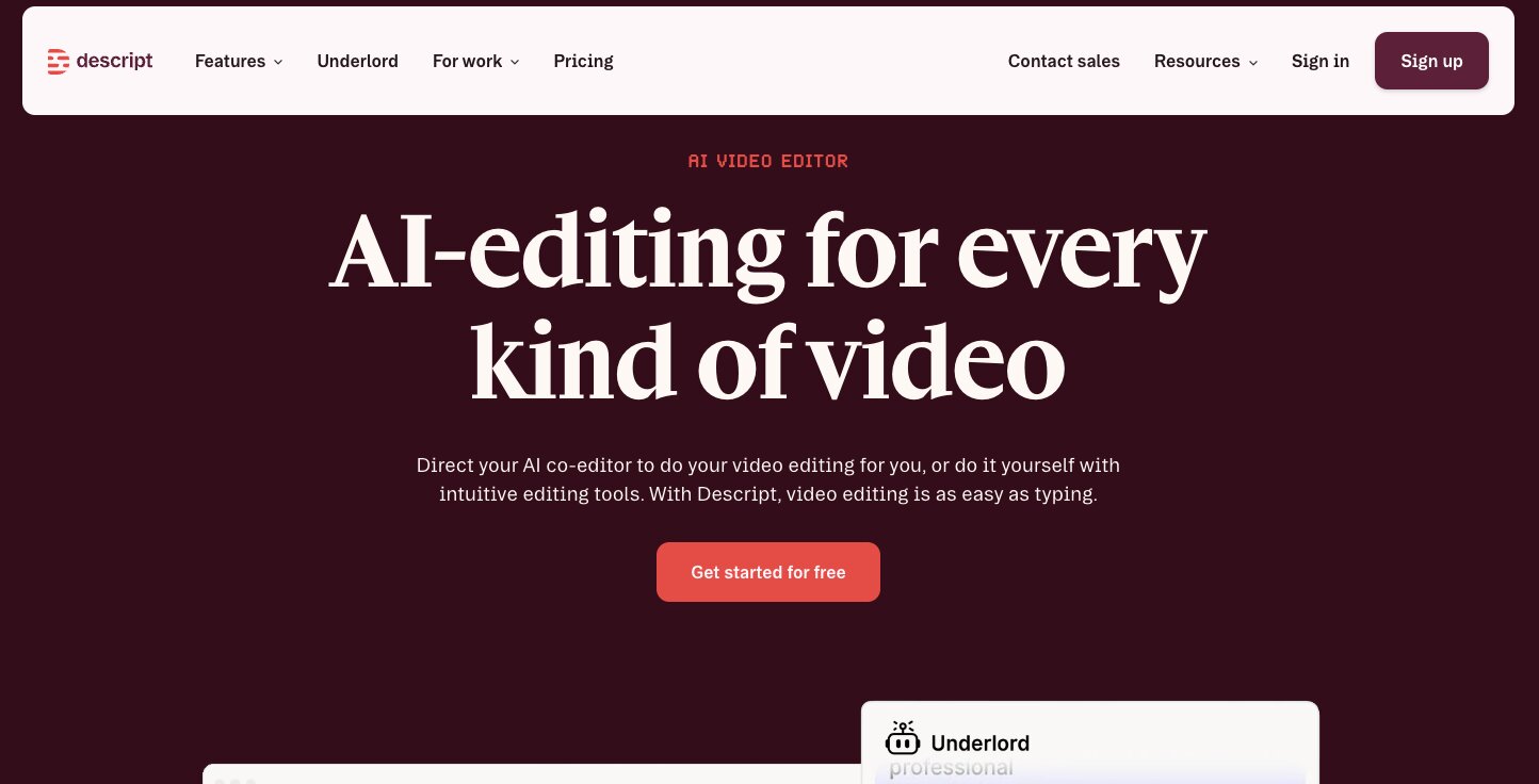 Descript AI editing platform