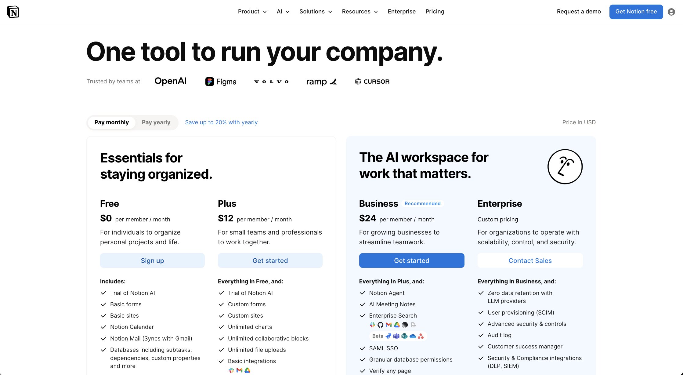Notion pricing plans