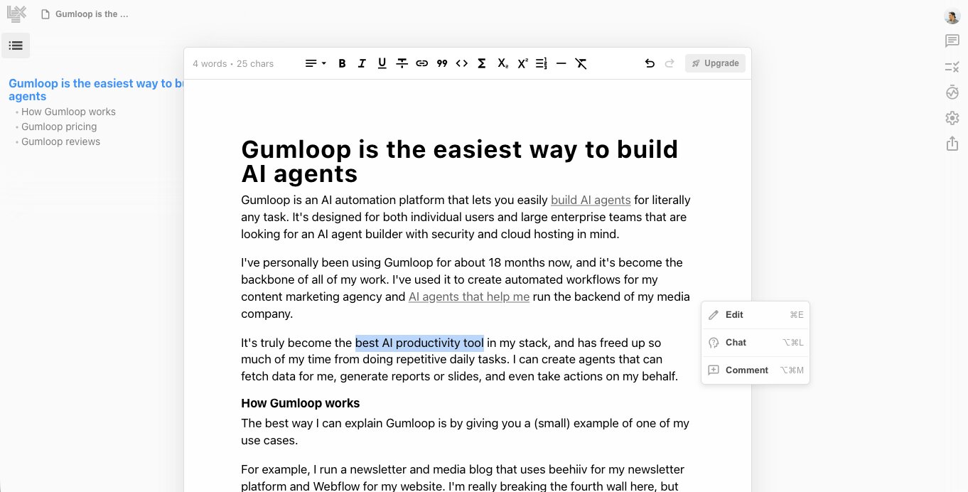 The editor experience in Lex