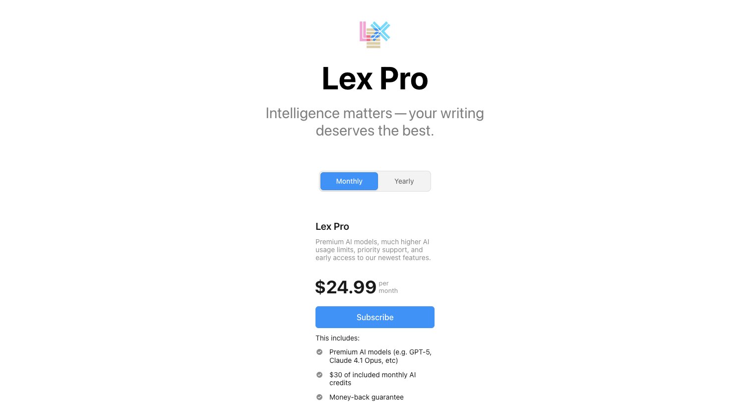 Lex Pro pricing