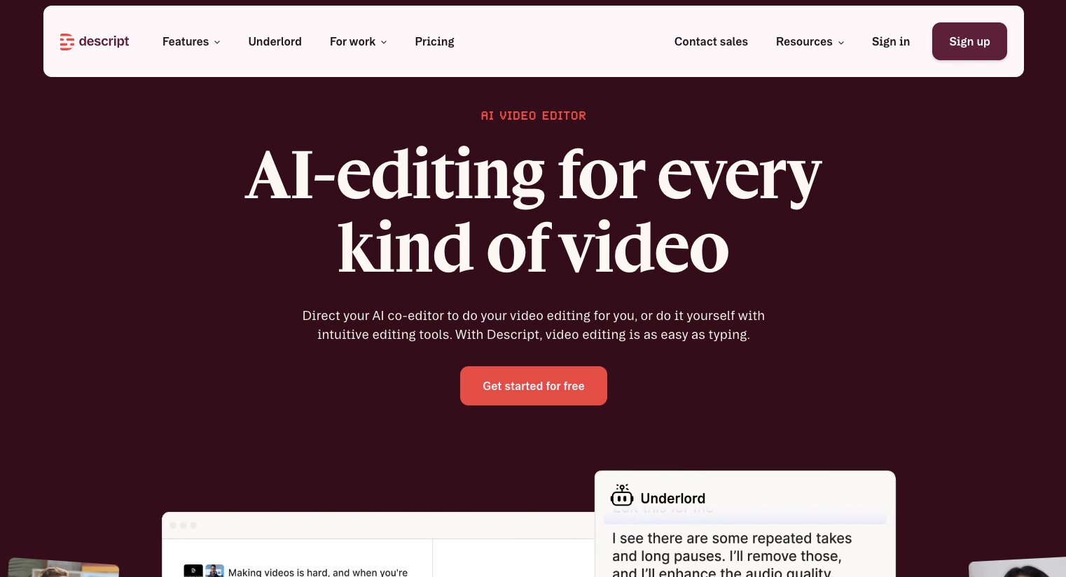 Descript AI editing platform