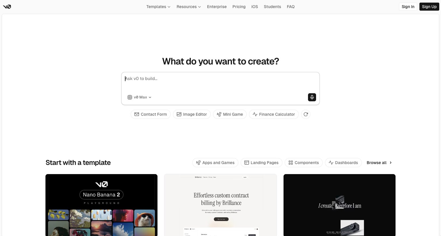 v0 AI prototyping tool