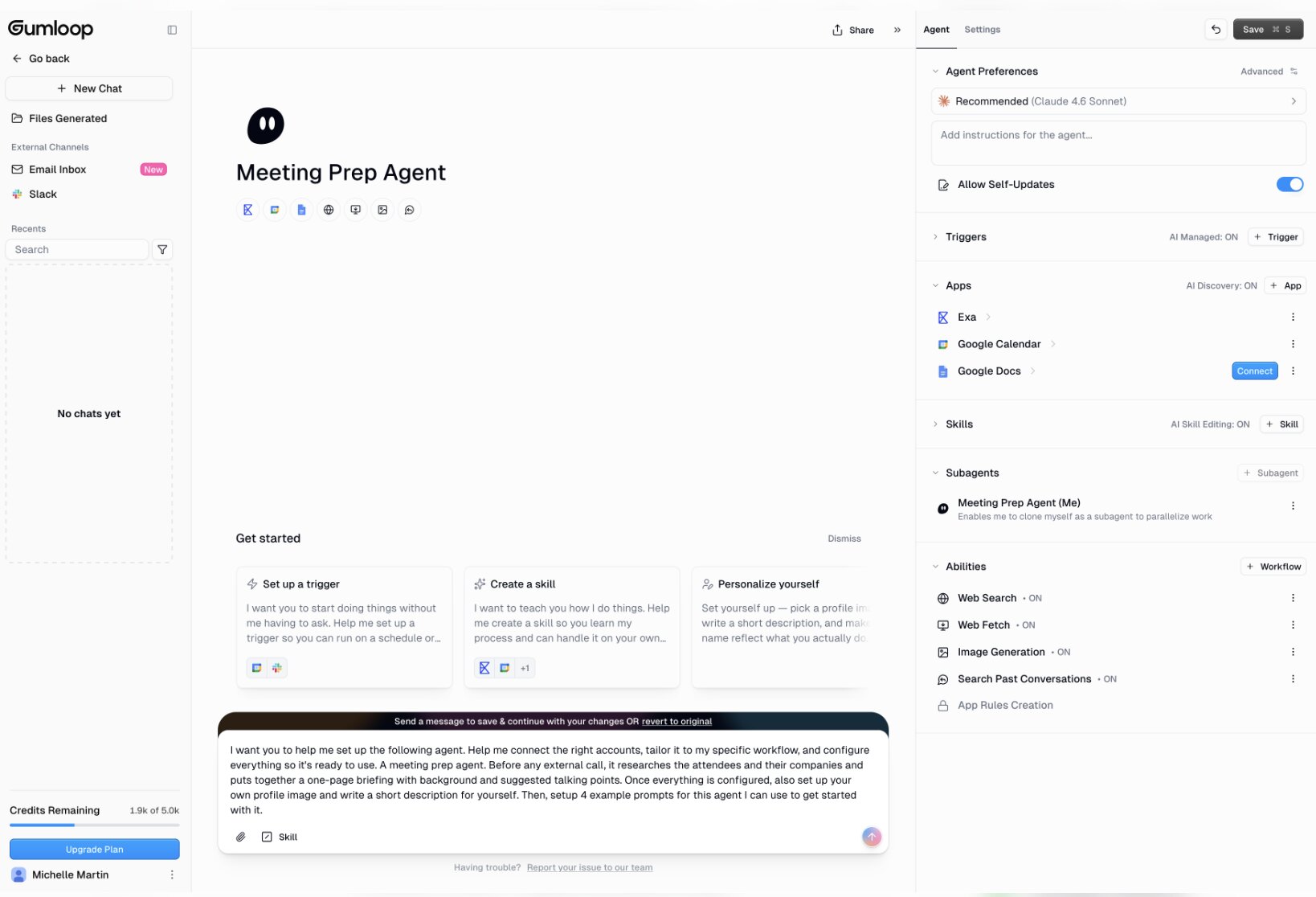 Gumloop meeting prep agent