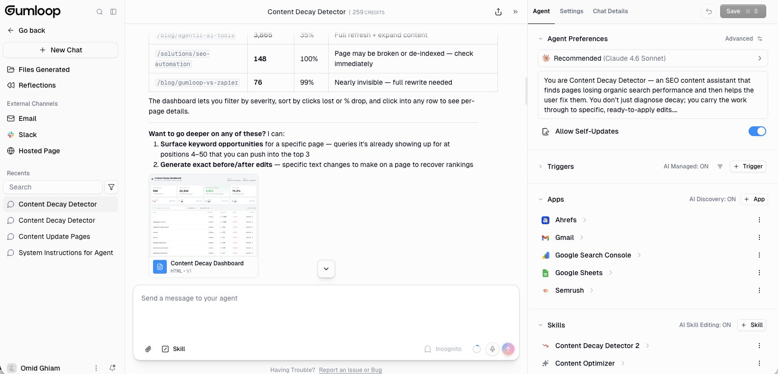 SEO agent in Gumloop