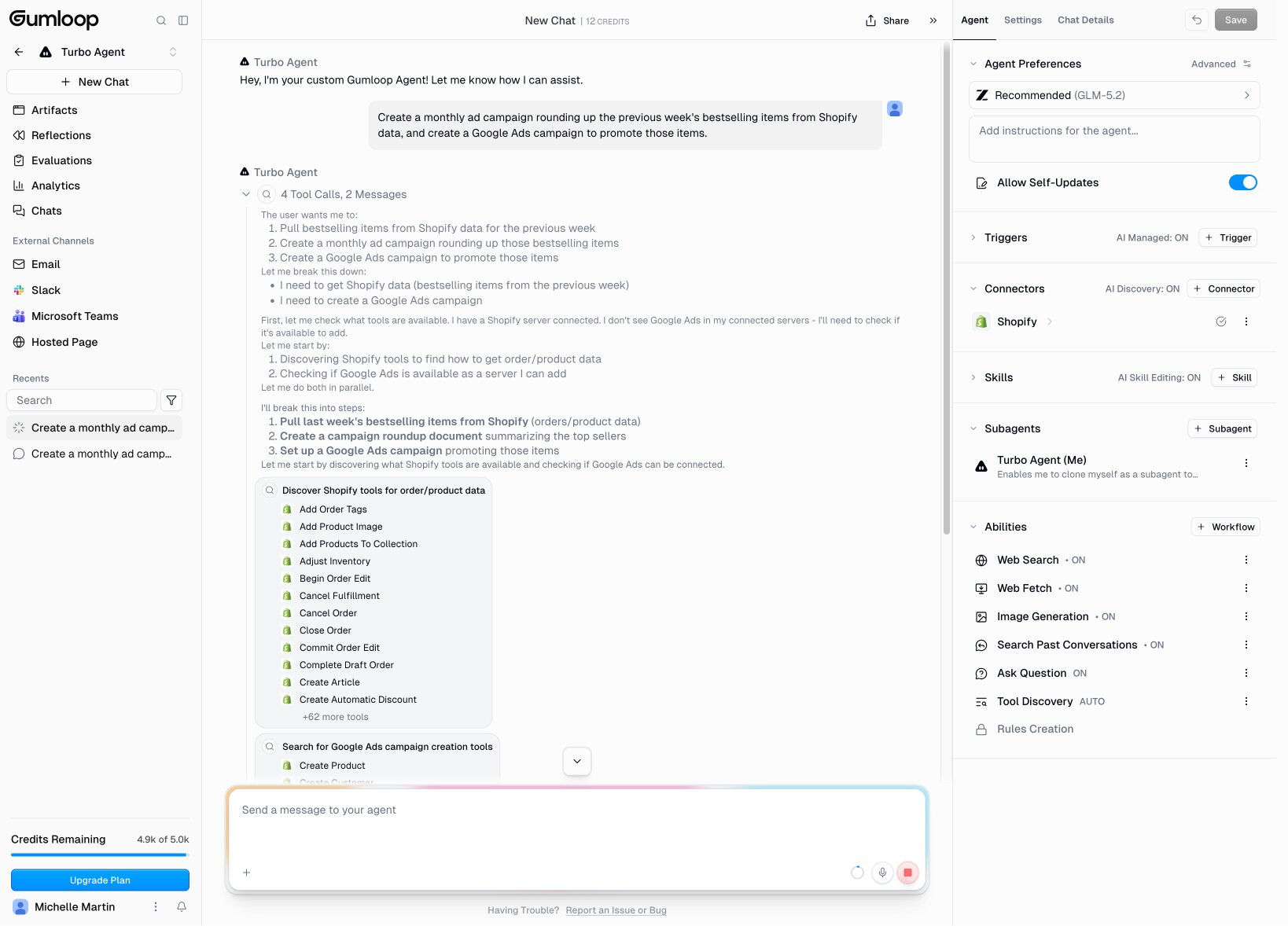 Gumloop Shopify agent