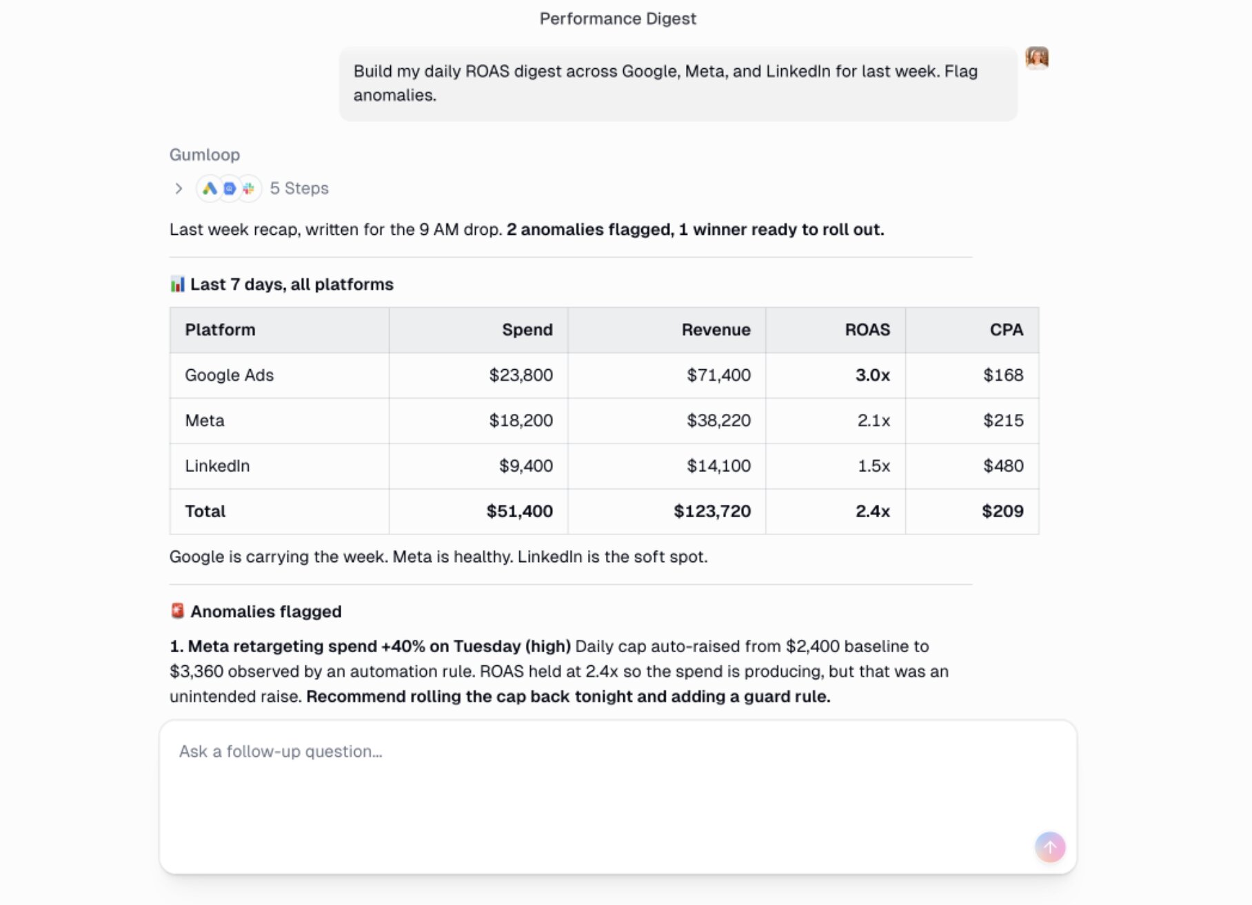 Gumloop chat interface