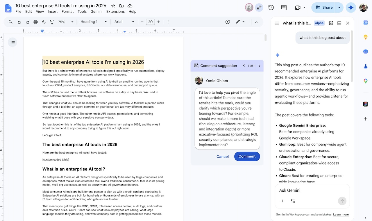 Google Gemini in docs