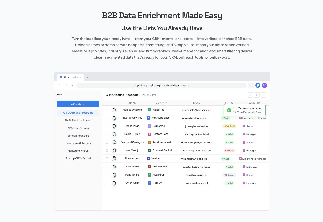 Skrapp makes B2B data enrichment easy