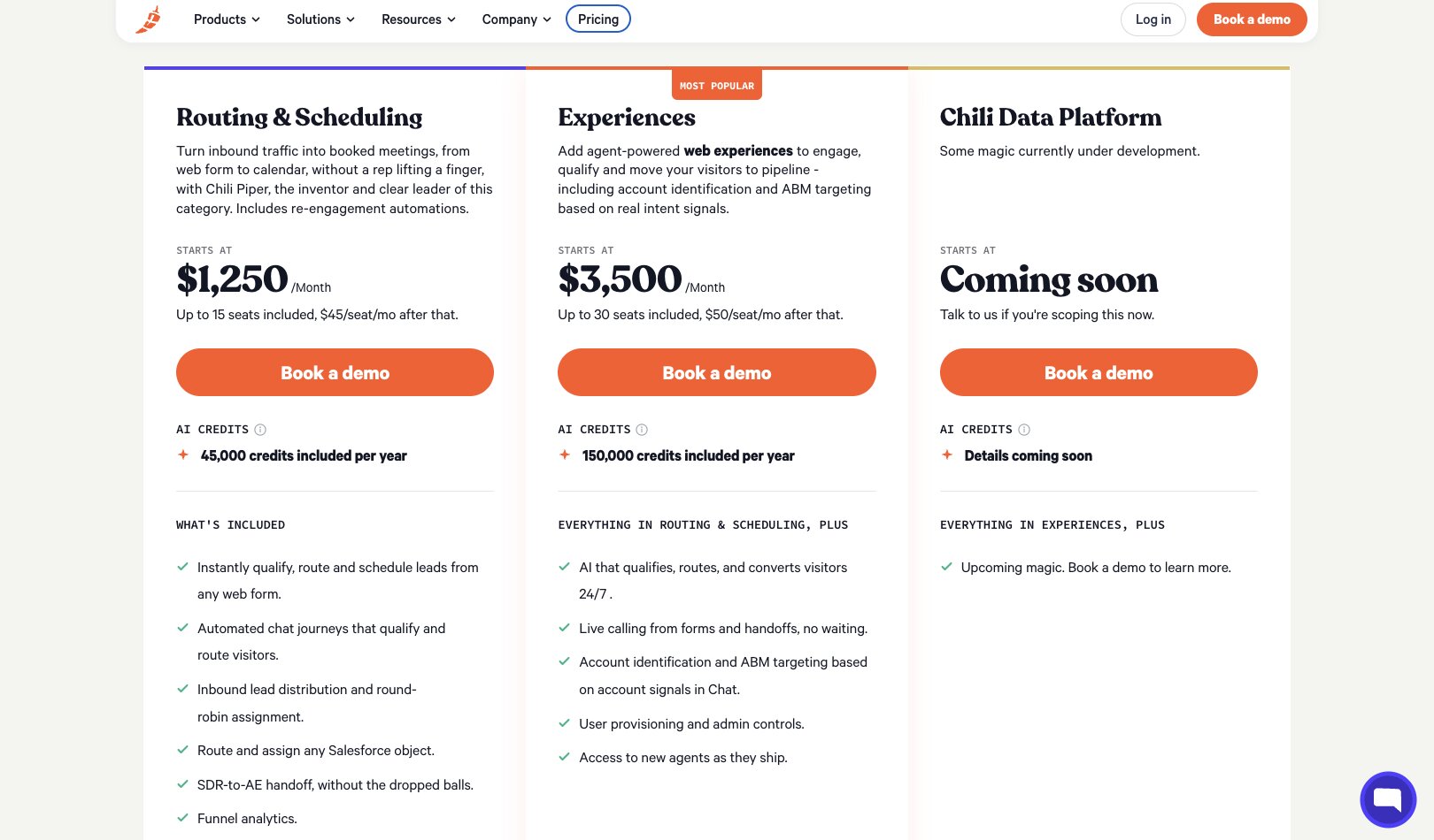 Chili Piper pricing plans