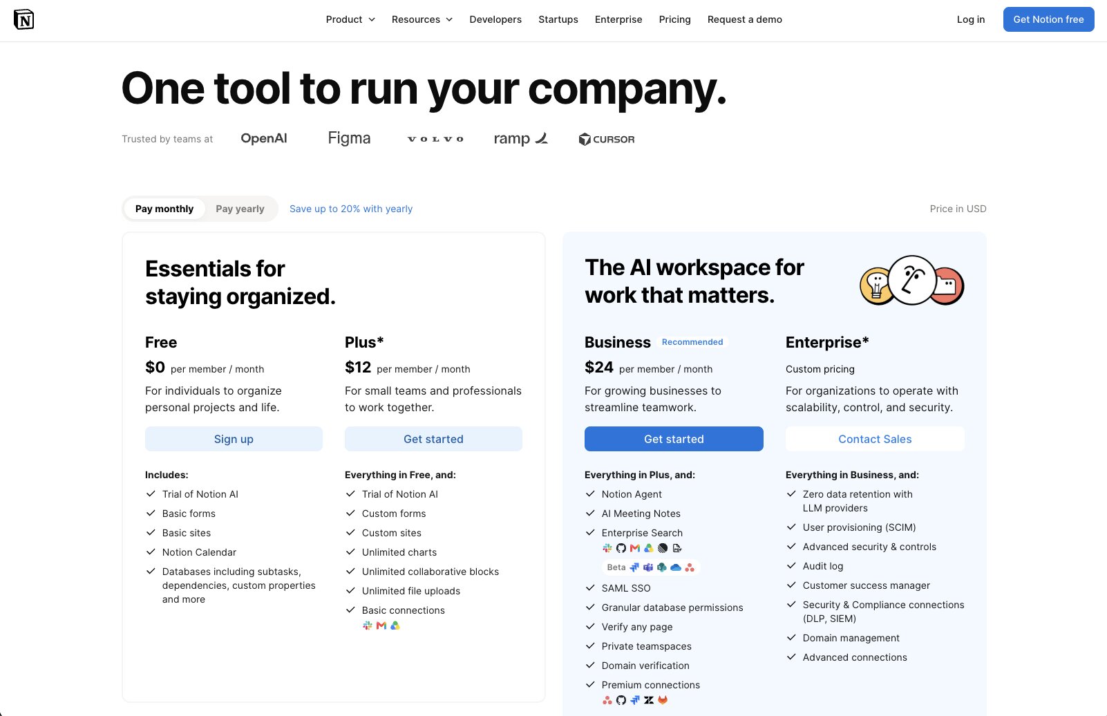 Notion pricing plans