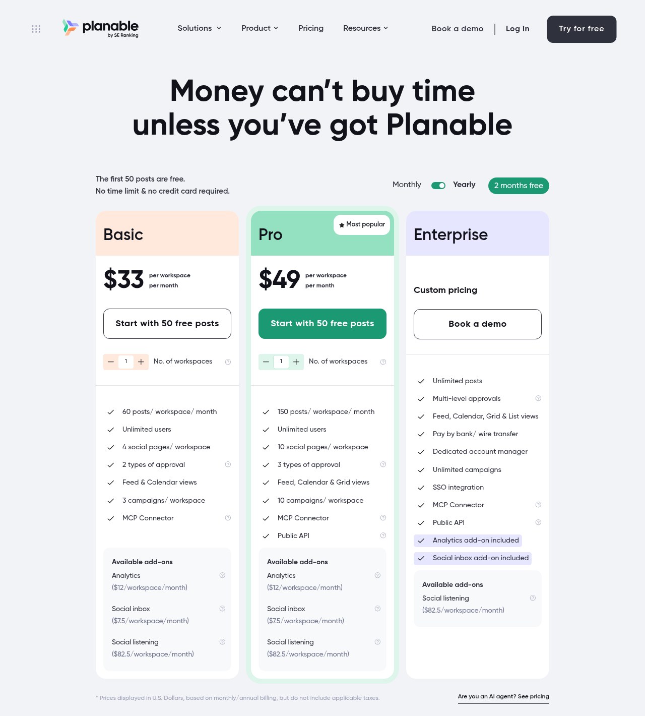 Planable pricing plans (October 2026)