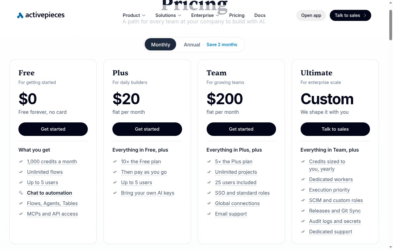 Activepieces pricing