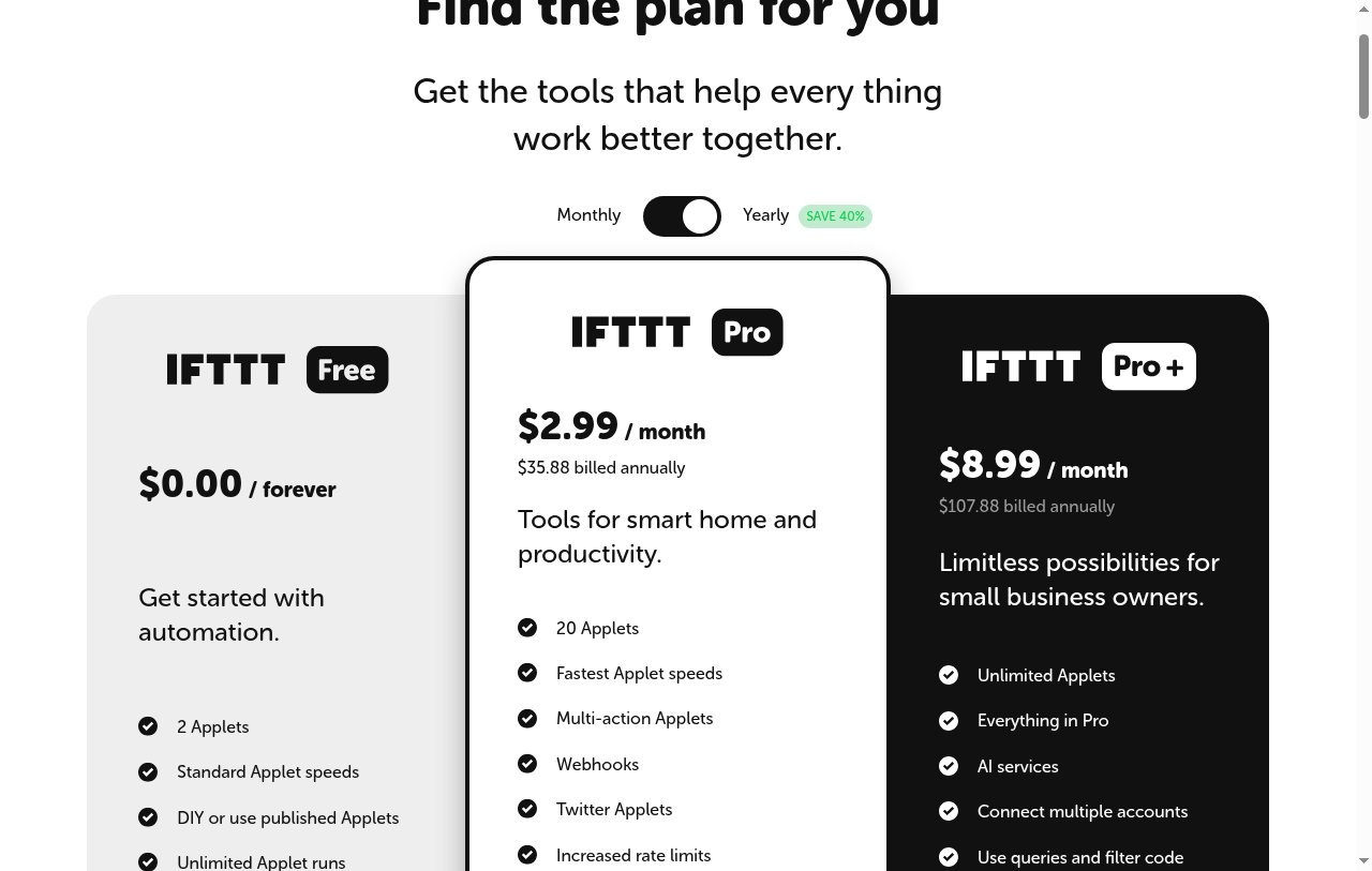 IFTTT pricing