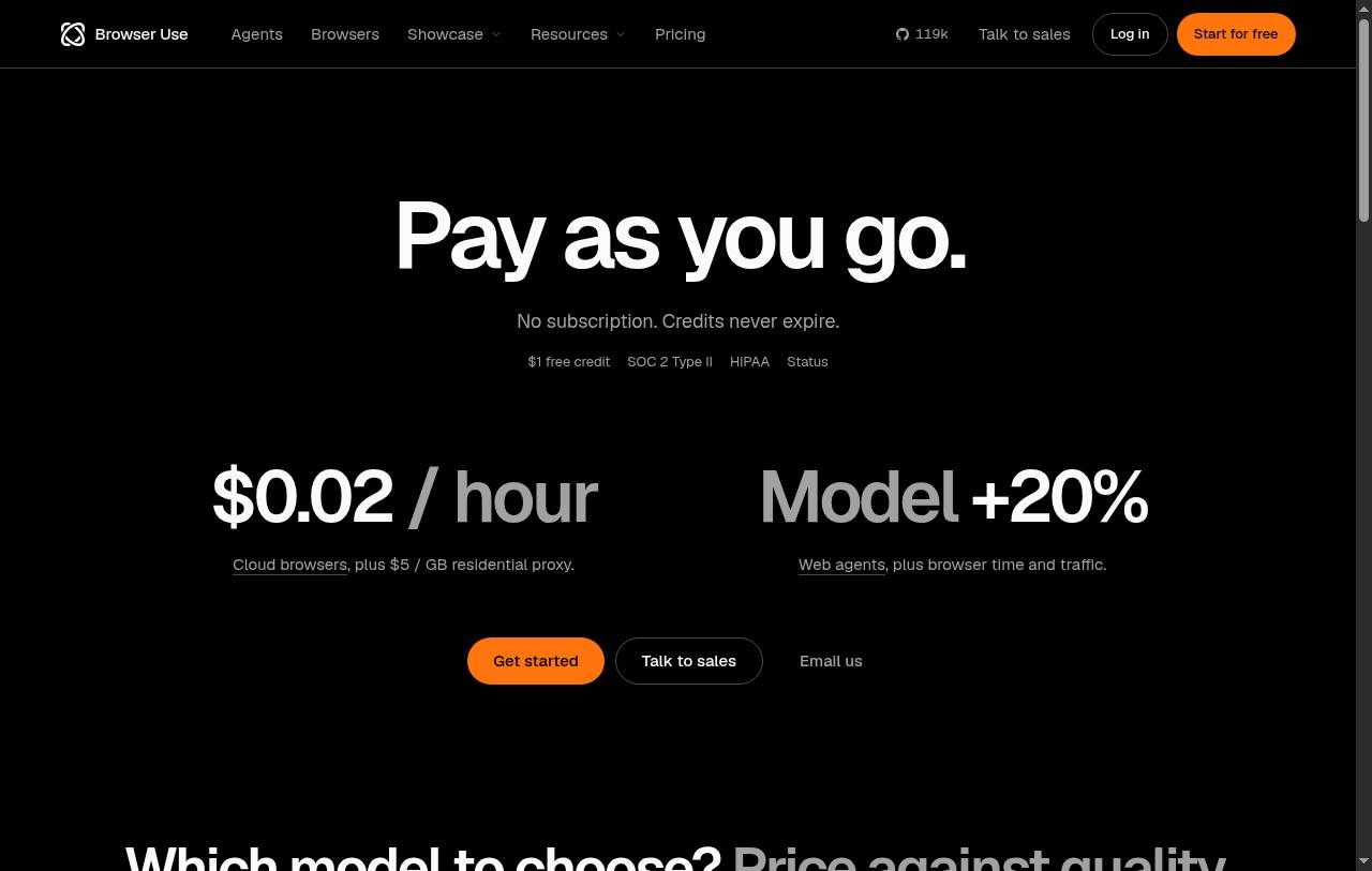 Browser Use pricing